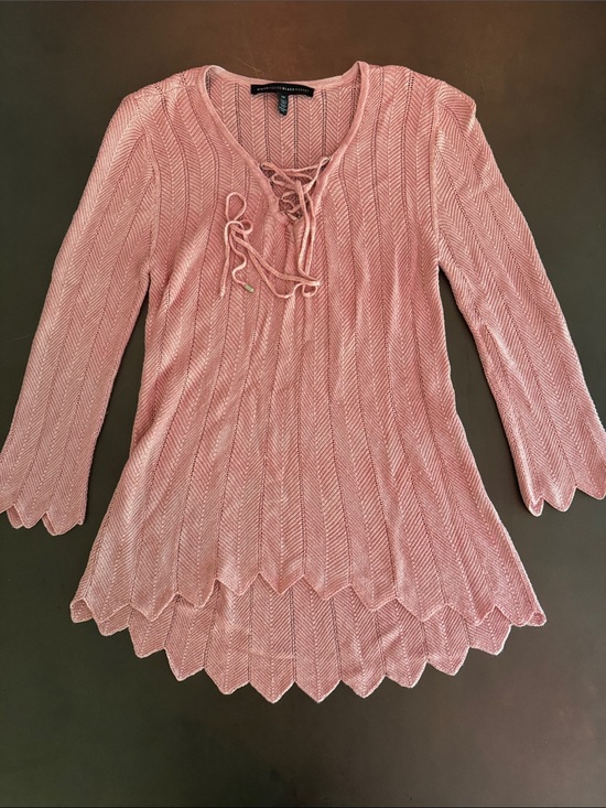 White House Black Market Tops - White House Black Market Dusty Rose Lace-Up Chevron Knit Tunic